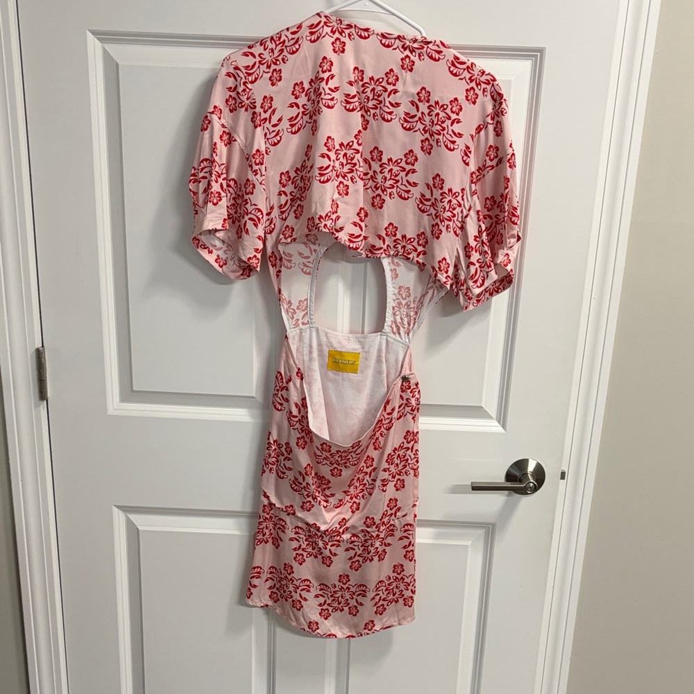 Red and White Floral Dress